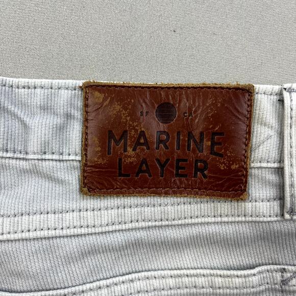 Marine Layer Pants Mens 32x30 Gray Chino Corduroy Slim Fit Straight Leg Casual - Picture 3 of 14